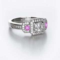 New 2026 106 custom made unique affordable pink sapphire diamond accents engagement rings