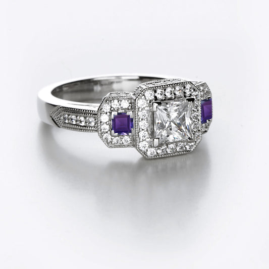 New 2026 106 custom made unique affordable purple sapphire diamond accents engagement rings