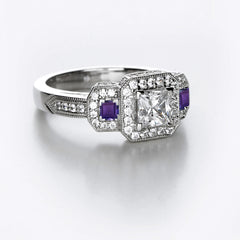 New 2026 106 custom made unique affordable purple sapphire diamond accents engagement rings