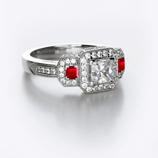 New 2026 106 custom made unique affordable ruby diamond accents engagement rings