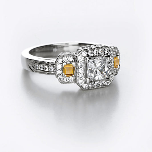 New 2026 106 custom made unique affordable yellow sapphire diamond accents engagement rings