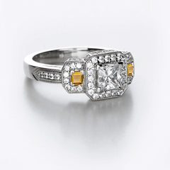New 2026 106 custom made unique affordable yellow sapphire diamond accents engagement rings
