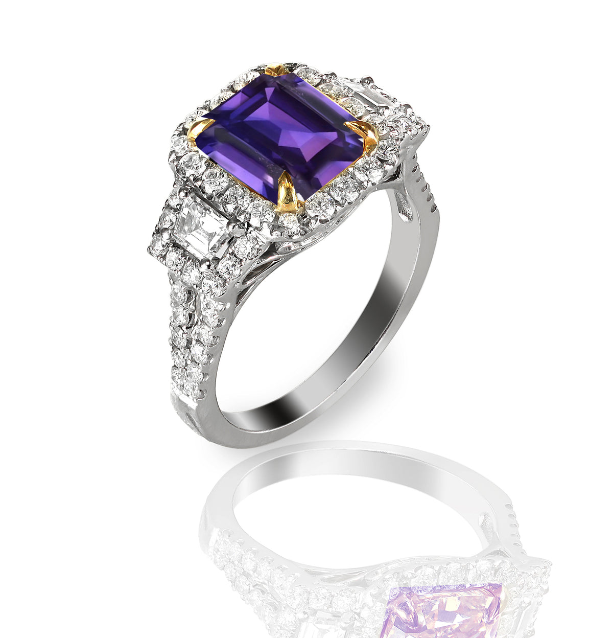 New 2026 111 custom made unique affordable purple sapphire diamond accents engagement rings