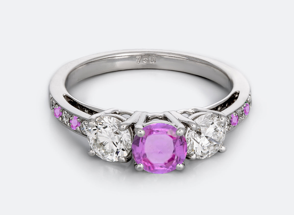 New 2026 112 custom made unique affordable pink sapphire diamond accents engagement rings