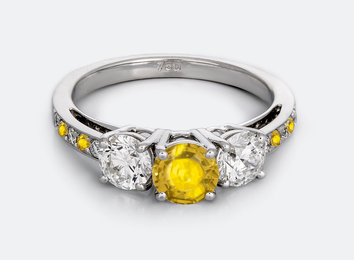 New 2026 112 custom made unique affordable yellow sapphire diamond accents engagement rings