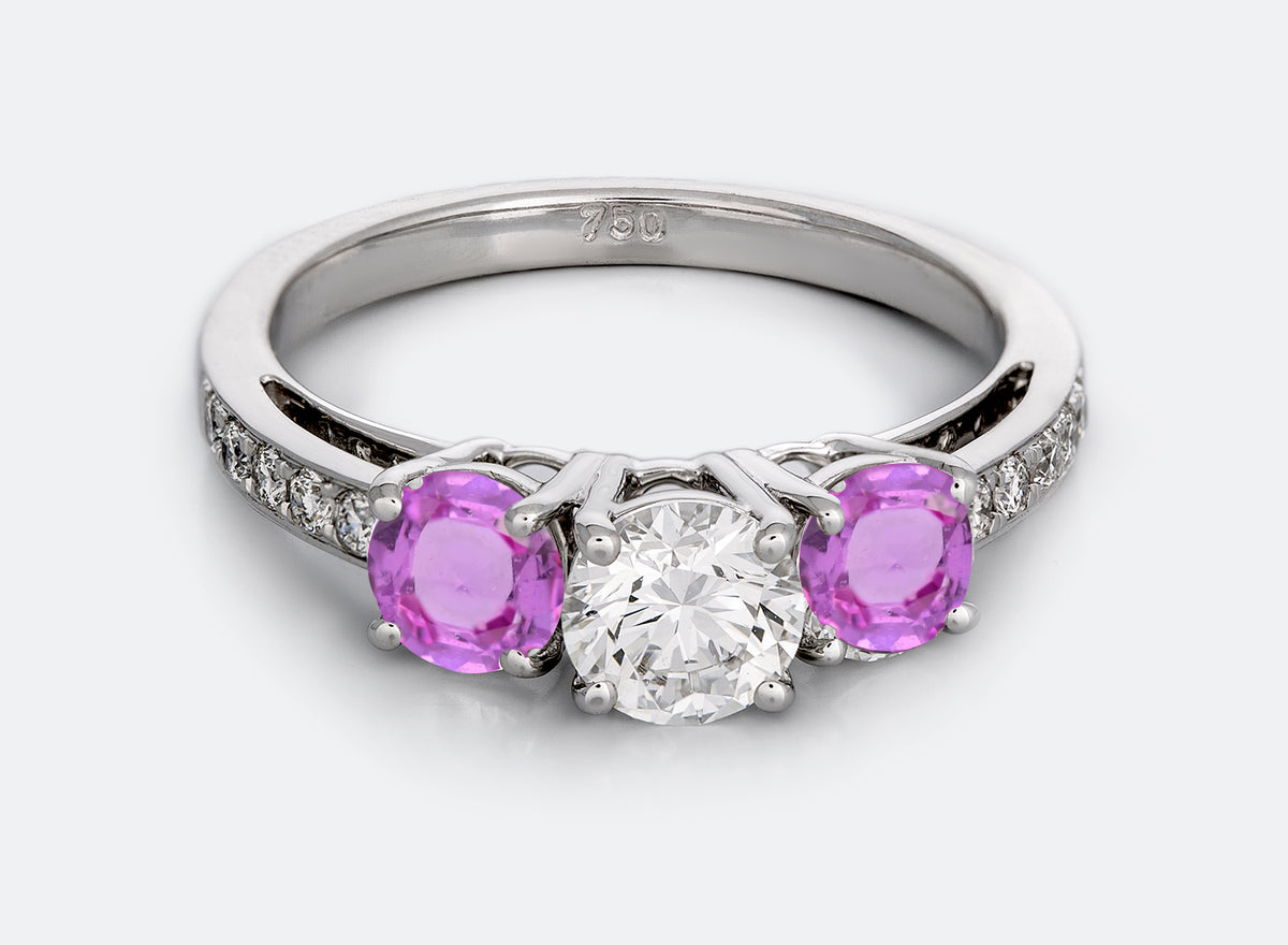 New 2026 113 custom made unique affordable pink sapphire diamond accents engagement rings