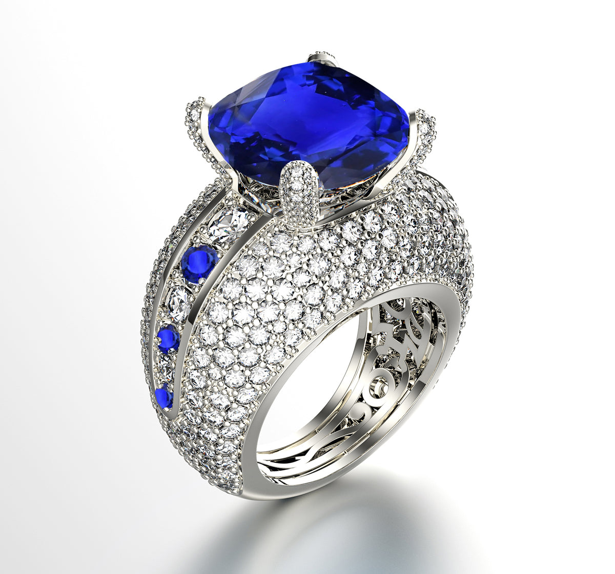 New 2026 114 custom made unique affordable blue sapphire diamond accents engagement rings