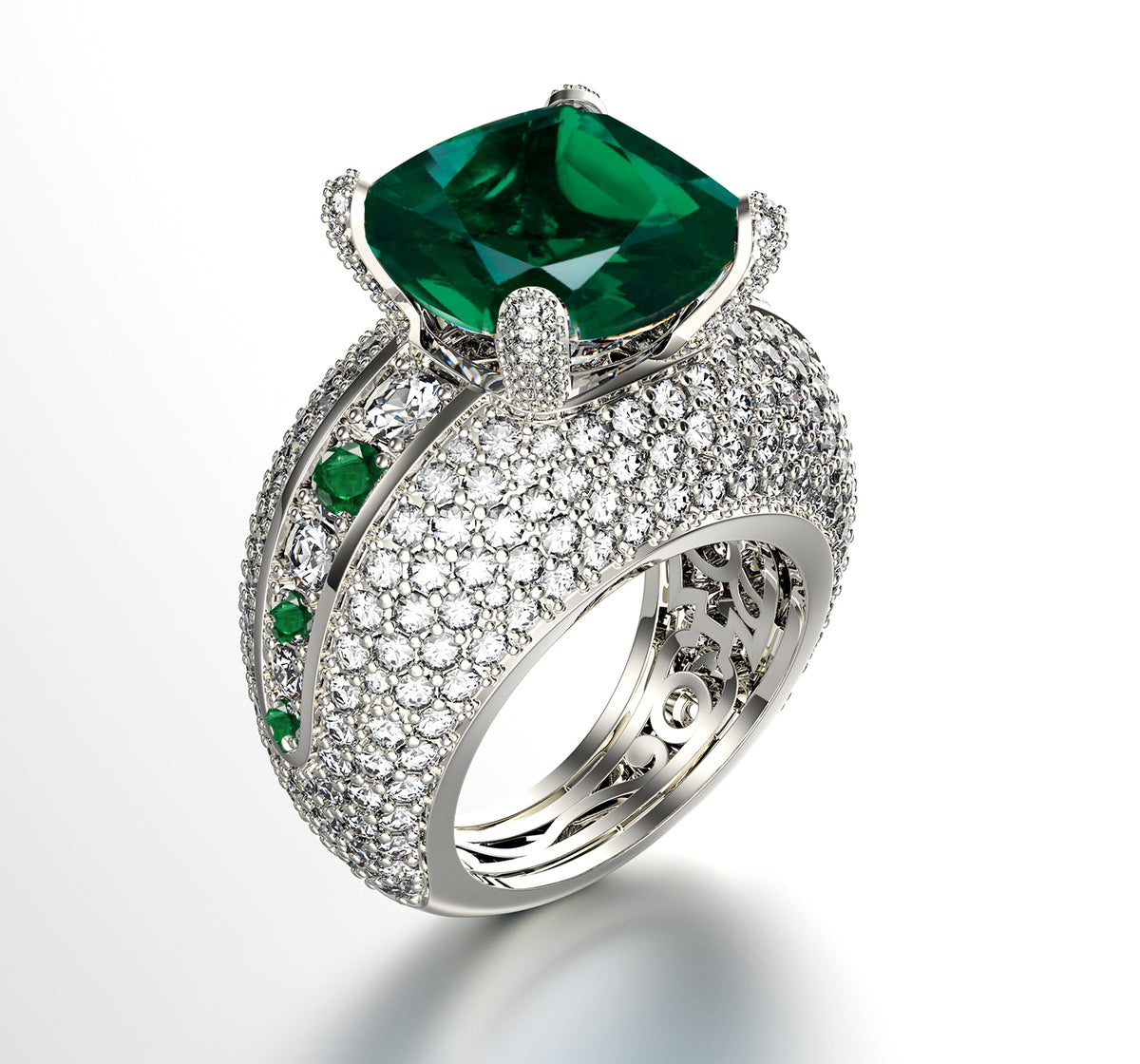 New 2026 114 custom made unique affordable emerald diamond accents engagement rings
