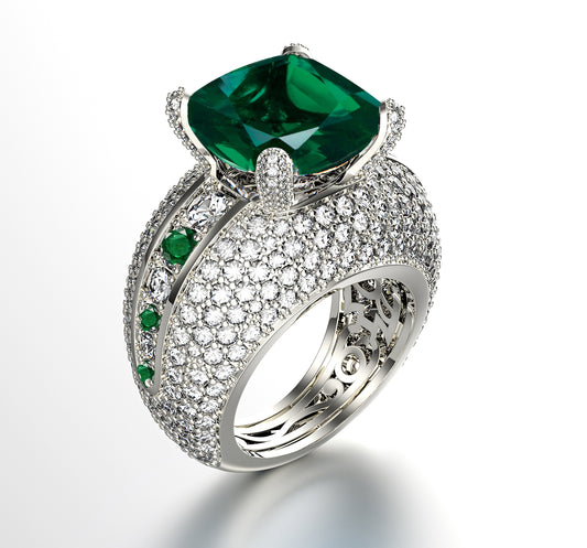New 2026 114 custom made unique affordable emerald diamond accents engagement rings