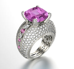 New 2026 114 custom made unique affordable pink sapphire diamond accents engagement rings