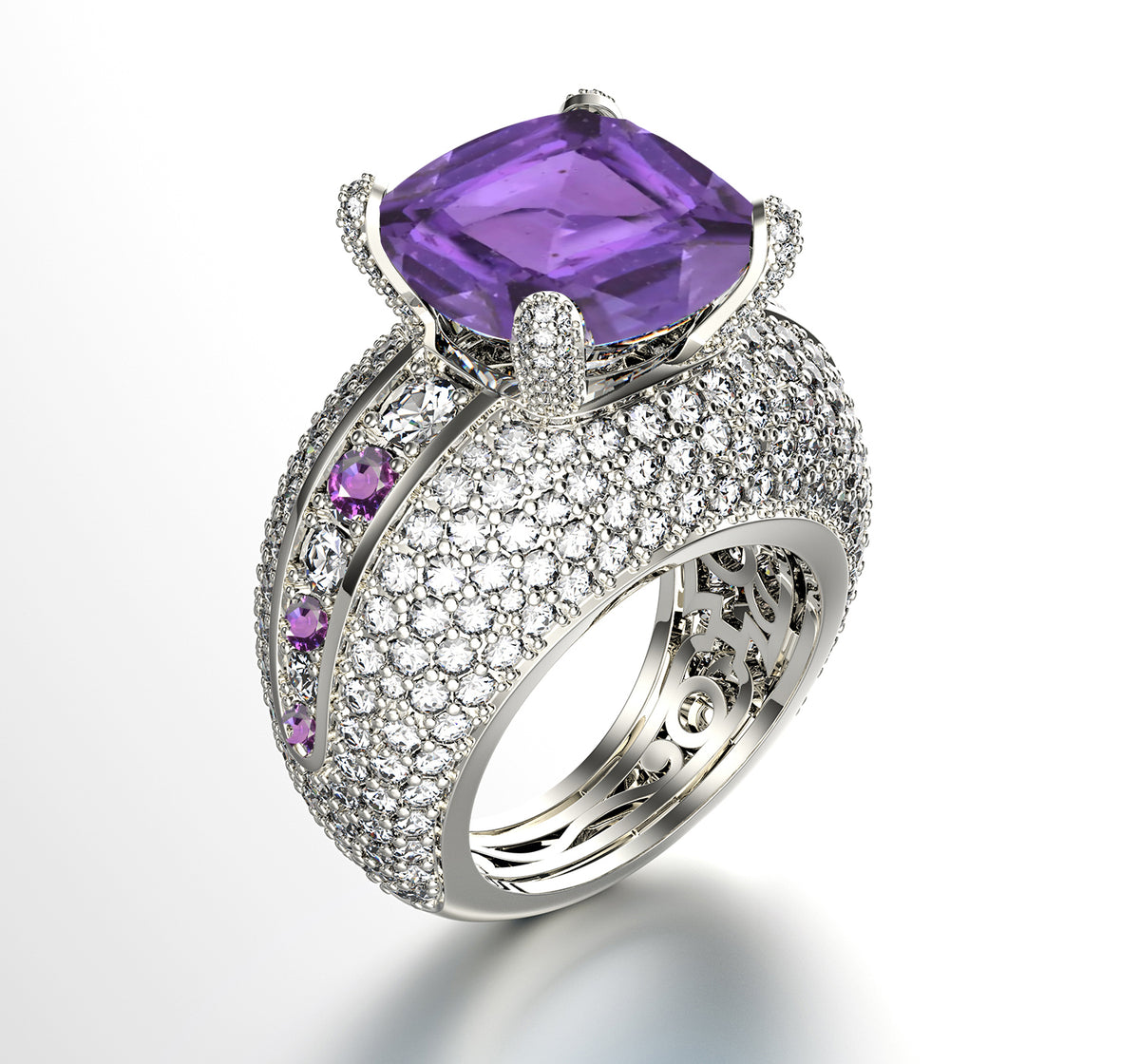 New 2026 114 custom made unique affordable purple sapphire diamond accents engagement rings