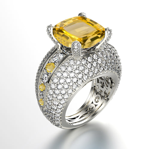 New 2026 114 custom made unique affordable yellow sapphire diamond accents engagement rings