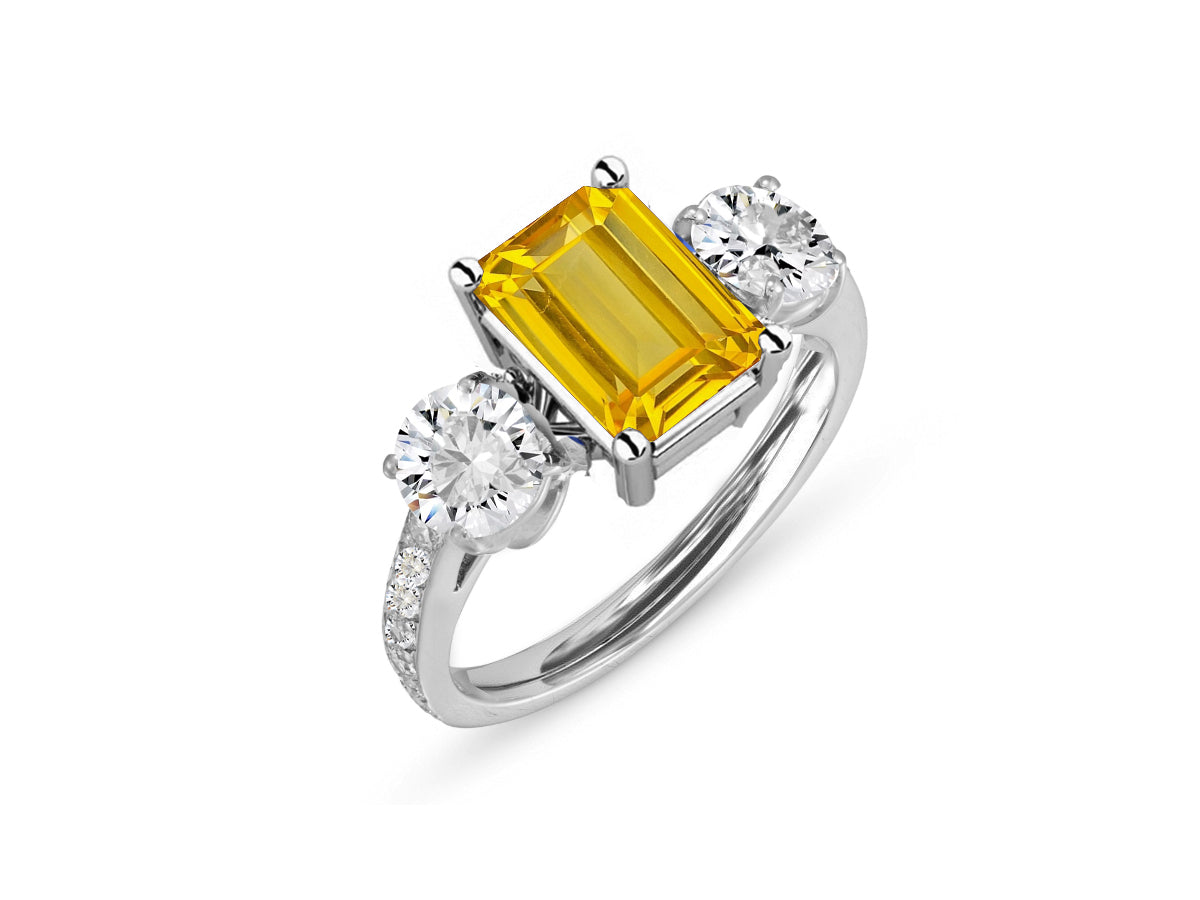 New 2026 154 custom made unique affordable yellow sapphire diamond accents engagement rings