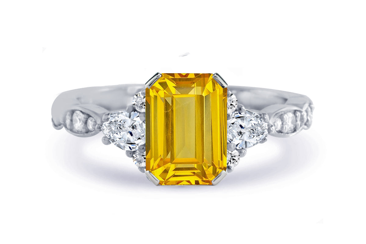New 2026 158 custom made unique affordable yellow sapphire diamond accents engagement rings