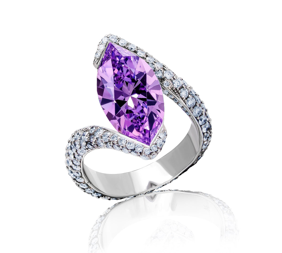 Custom made unique handcrafted non tradional diamond and purple sapphire engagement rings 2026 6