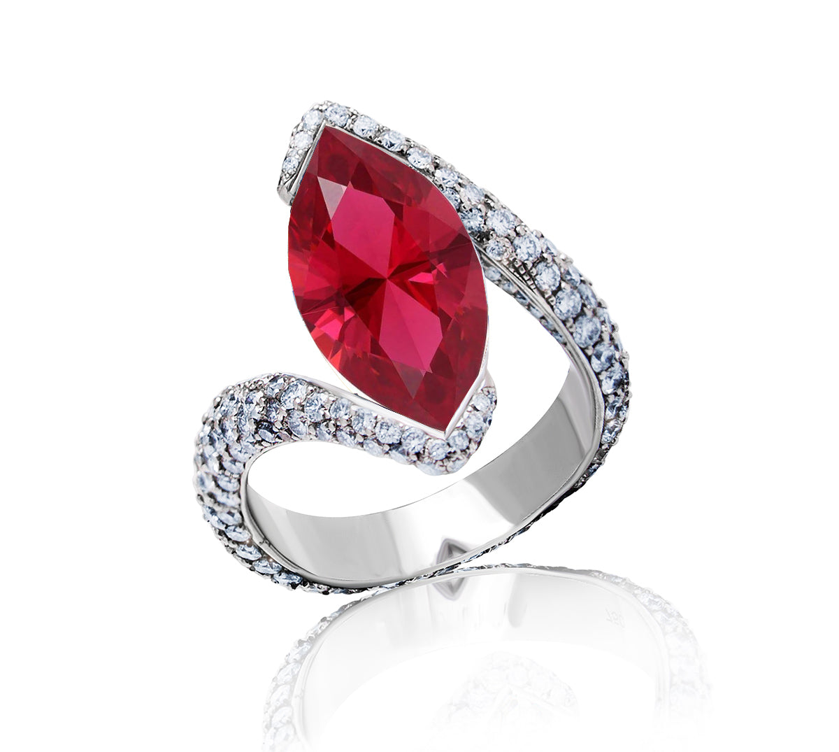 Custom made unique handcrafted non tradional diamond and ruby engagement rings 2026 6