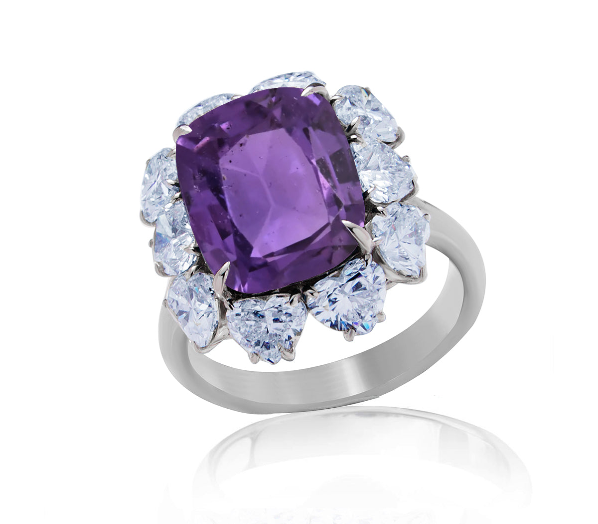 Custom made unique handcrafted non tradional diamond and purple sapphire engagement rings 2026 7
