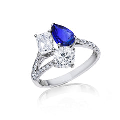Custom made unique handcrafted non tradional diamond and blue sapphire engagement rings 2026 8