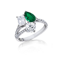 Custom made unique handcrafted non tradional diamond and emerald engagement rings 2026 8
