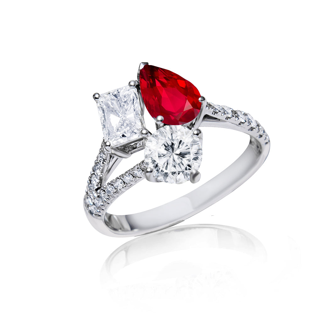 Custom made unique handcrafted non tradional diamond and ruby engagement rings 2026 8