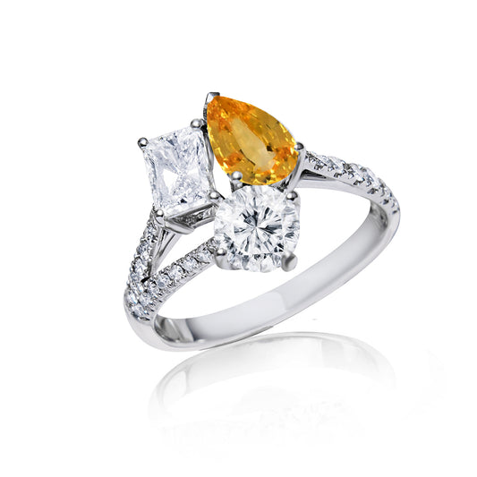 Custom made unique handcrafted non tradional diamond and yellow sapphire engagement rings 2026 8