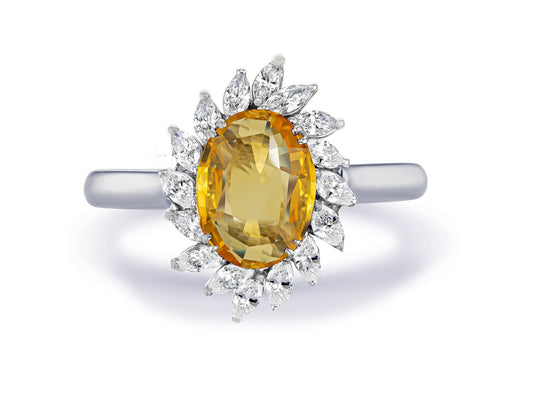 New 2026 23 custom made unique affordable yellow sapphire diamond accents engagement rings