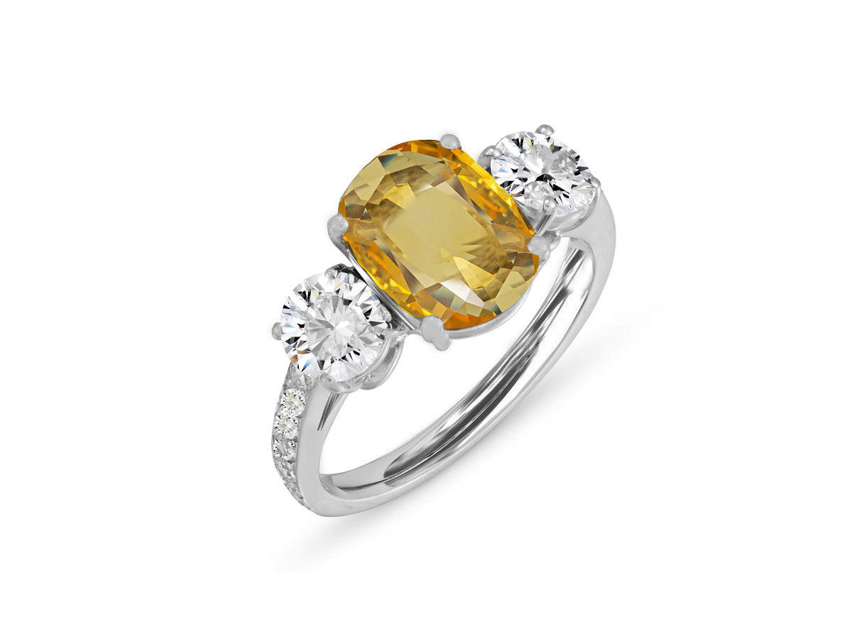 New 2026 41 custom made unique affordable yellow sapphire diamond accents engagement rings