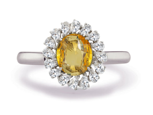New 2026 42 custom made unique affordable yellow sapphire diamond accents engagement rings