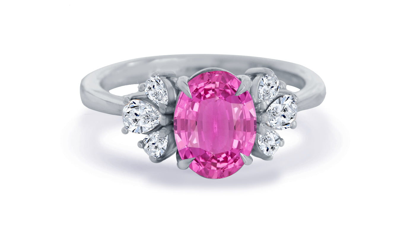 New 2026 48 custom made unique affordable pink sapphire diamond accents engagement rings