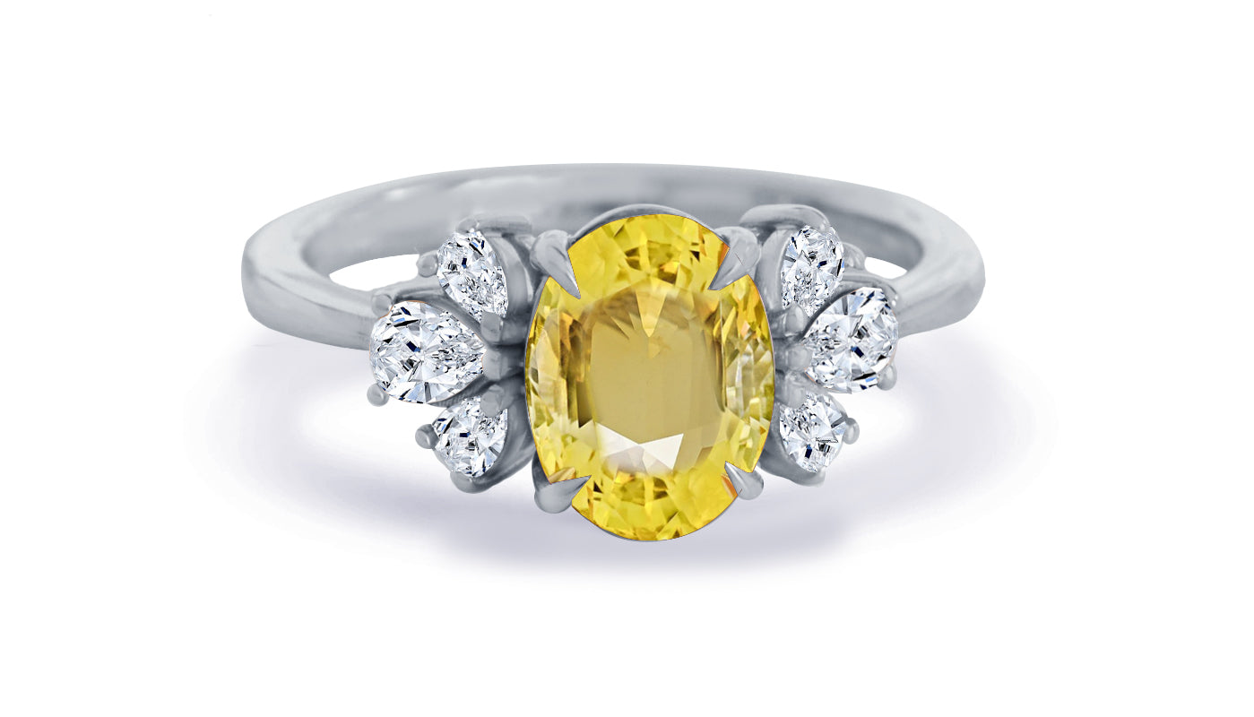 New 2026 48 custom made unique affordable yellow sapphire diamond accents engagement rings