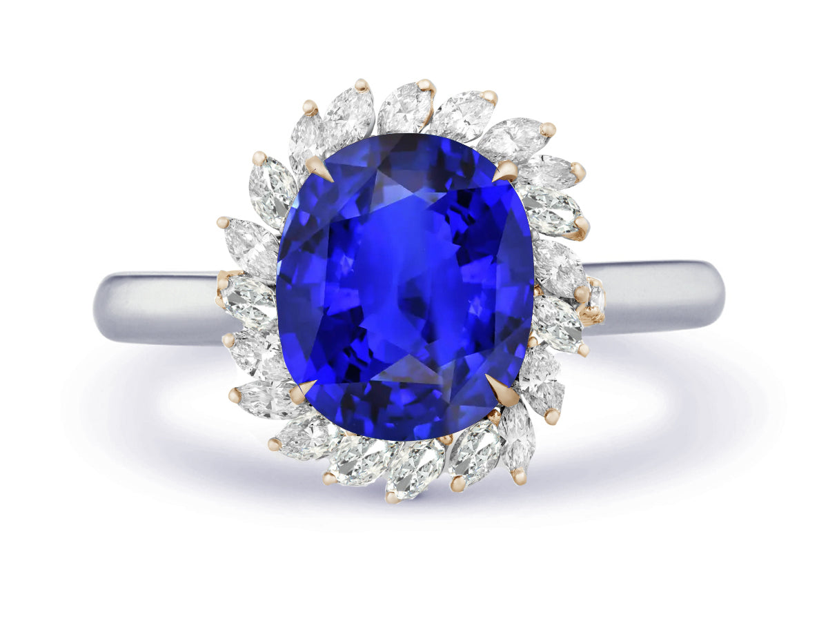 New 2026 5 custom made unique affordable blue sapphire diamond accents engagement rings