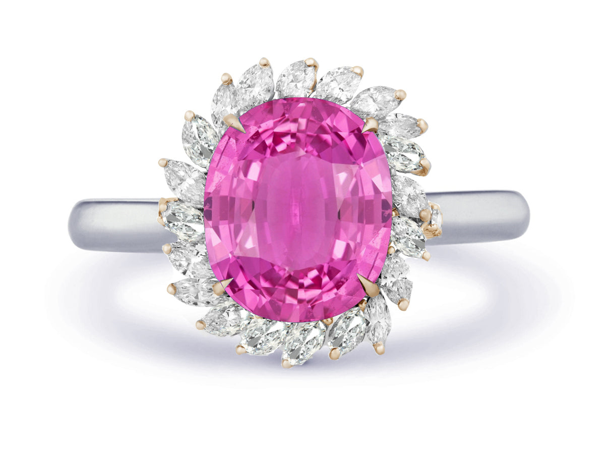 New 2026 5 custom made unique affordable pink sapphire diamond accents engagement rings