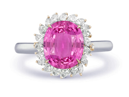 New 2026 5 custom made unique affordable pink sapphire diamond accents engagement rings
