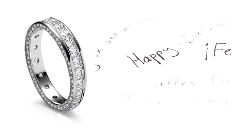 eternity band channel set with asscher cut diamonds