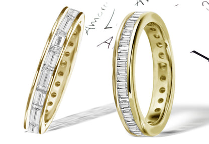 anniversary band channel set with baguette cut diamonds