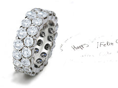 stackable 2 row eternity ring prong set with round diamonds