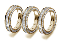 stackable eternity ring channel set with princess cut and round rubies and diamonds