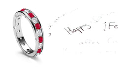 stackable eternity ring channel set with round rubies and diamonds